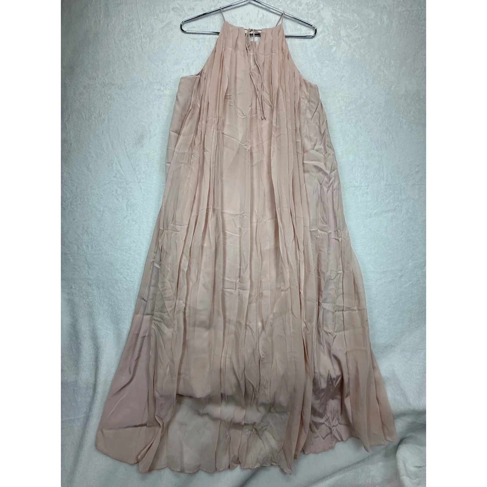 Tibi Silk Maxi Dress Pleated Halter Neck Sleeveless Blush Pink Size 4‎ READ - Image 9