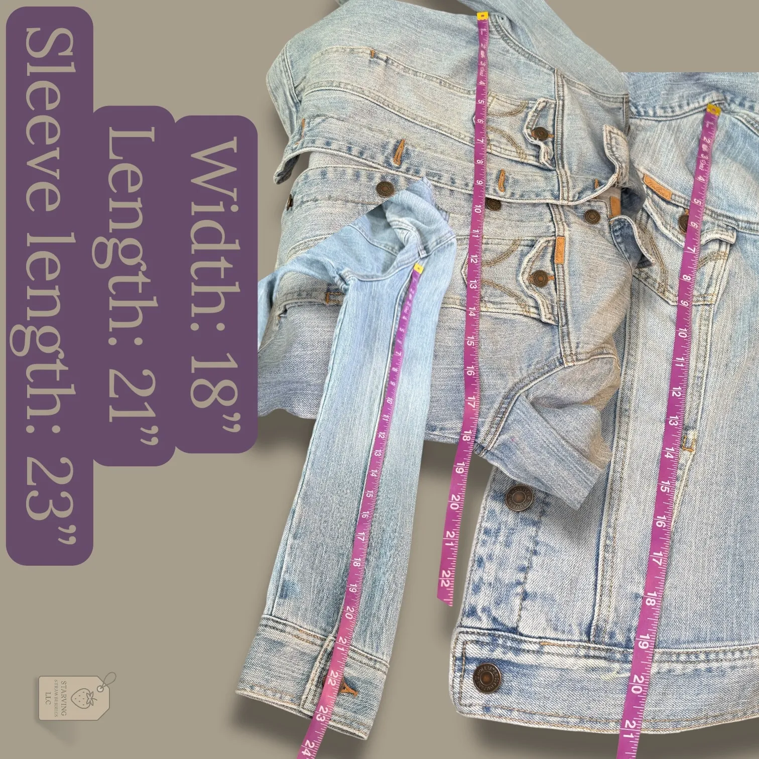 Hollister Light Wash Denim Jacket Women’s Medium Button Front Classic Fit - Image 7