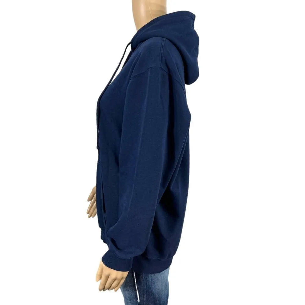 Under Armour Womens Hoodie Hooded Sweatshirt Pullover Navy Blue Logo Large - Image 6