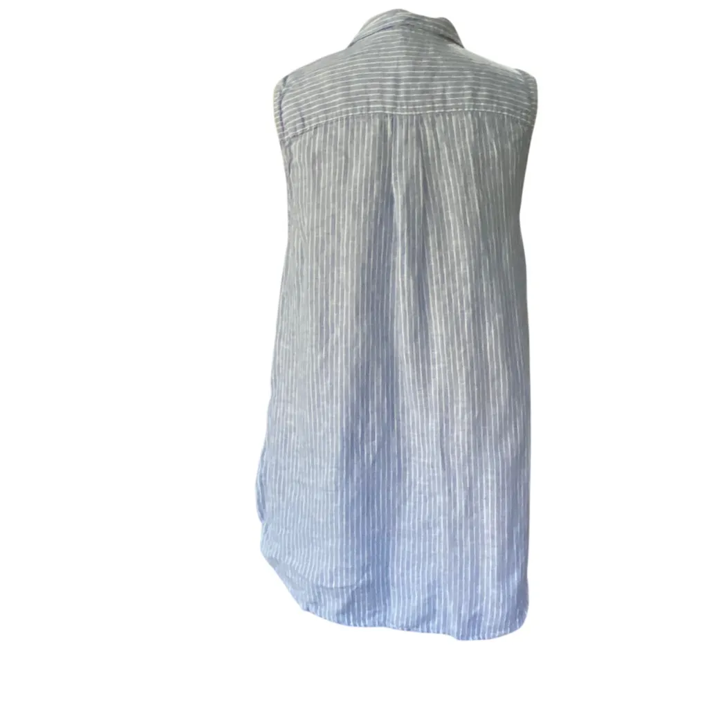 GAP MATERNITY Light Blue Striped Button Down Sleeveless Shirt Size 6 - Image 6