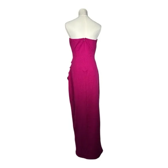 Anna Grace Raspberry Strapless Maxi‎ Dress - Image 2