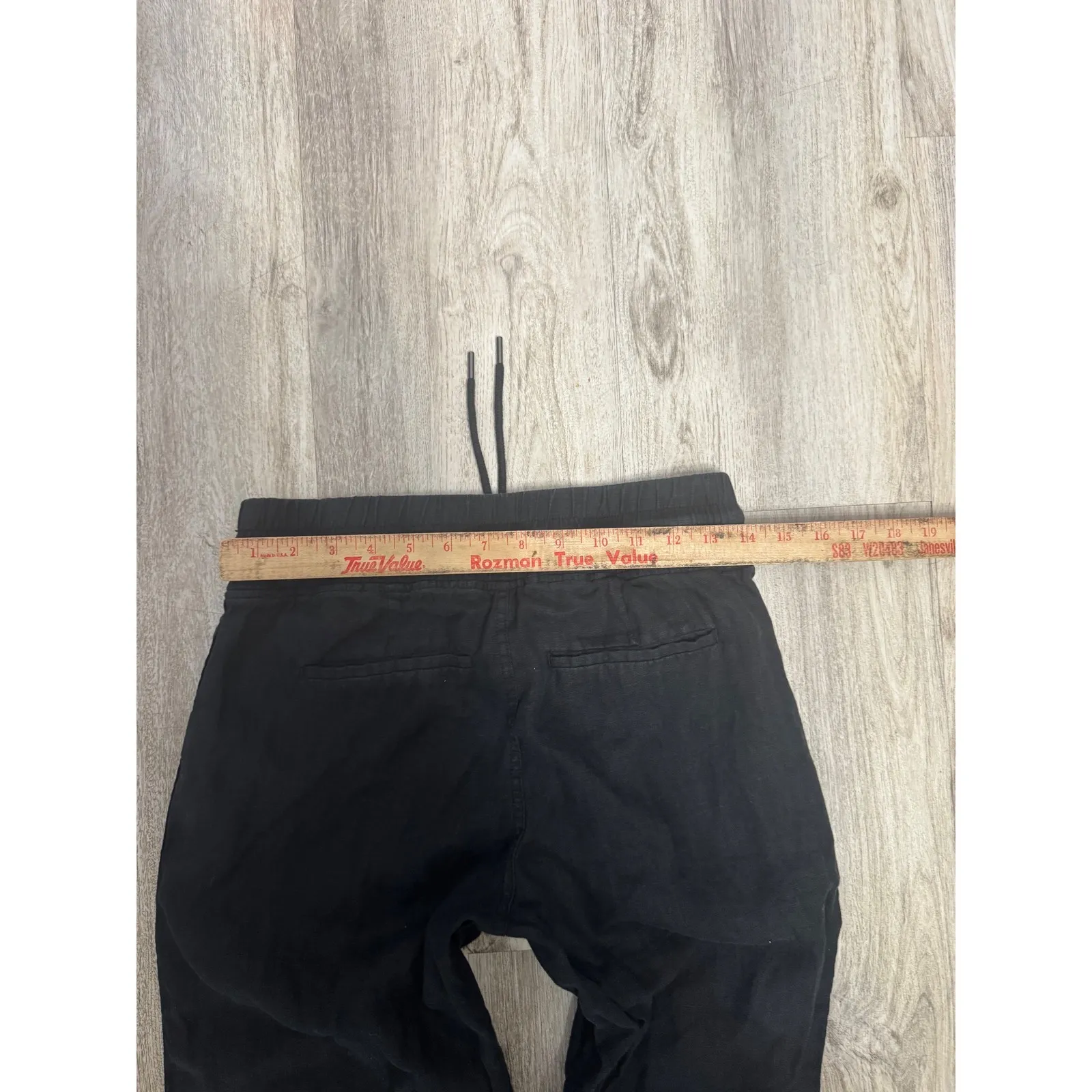 Athleta Cabo Wide Leg Black Linen Pants Drawstring Waist Zip Pockets Size 4 - Image 6