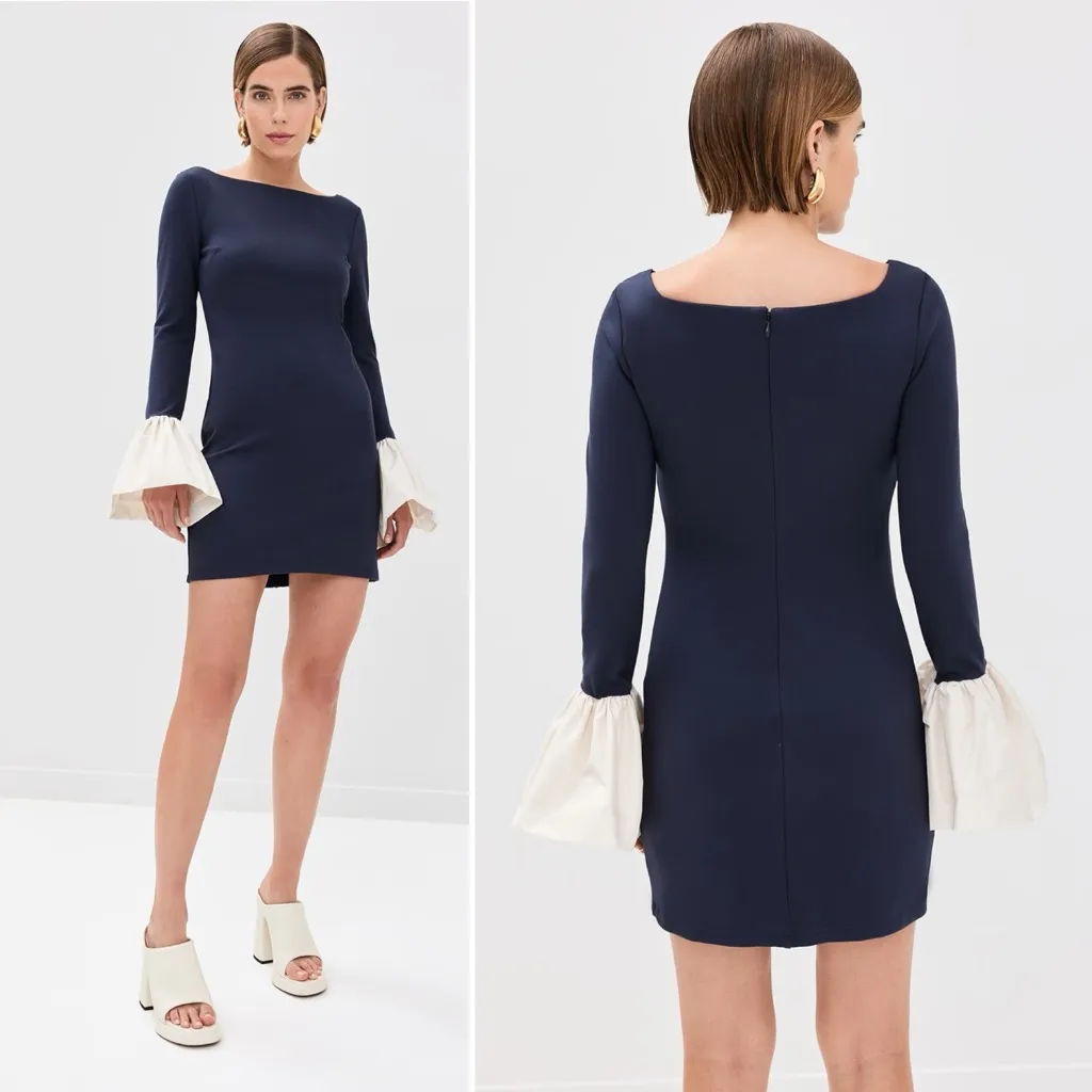 NWOT STAUD Hawthorne Dress in Navy Ivory Size Small - Image 12