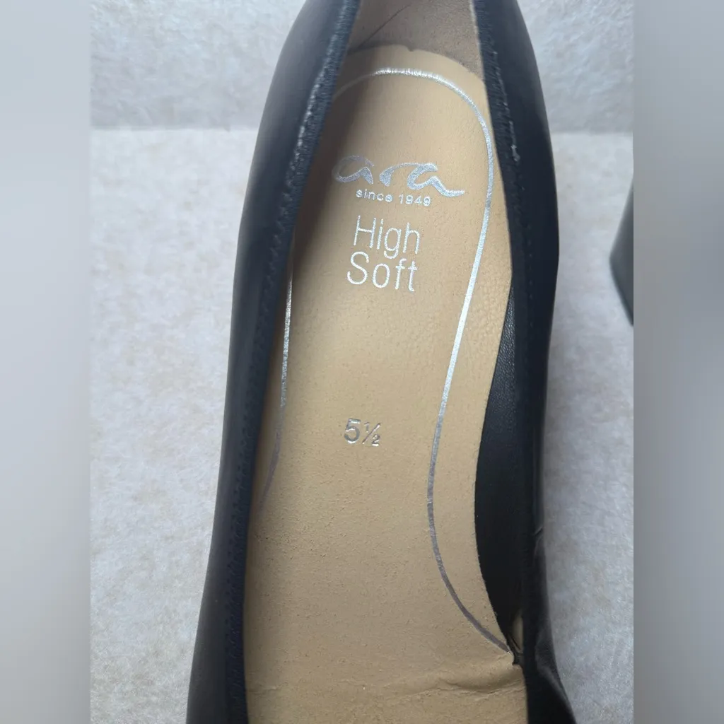 Ara Veda Women's Black Leather Pump Stacked Block Heel, US Size 5 1/2 - Image 3