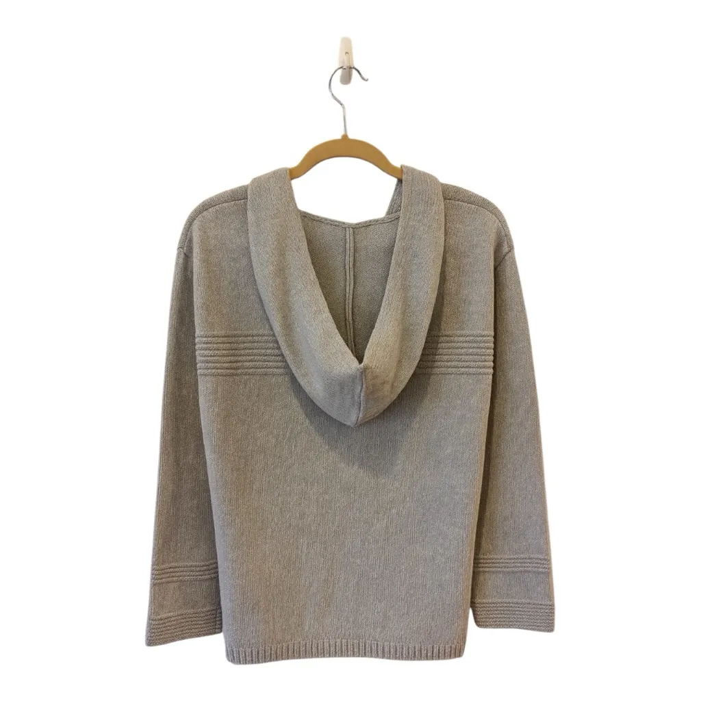 Soft Surroundings Button Neck Hooded Sweater Heather Grey Size M EUC - Image 2