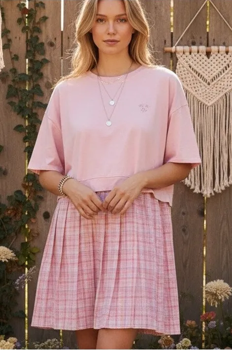 Fantastic Fawn Top Dress Pinks Oversized Pleated Cotton Lining Boho Fairy SZ M - Image 1