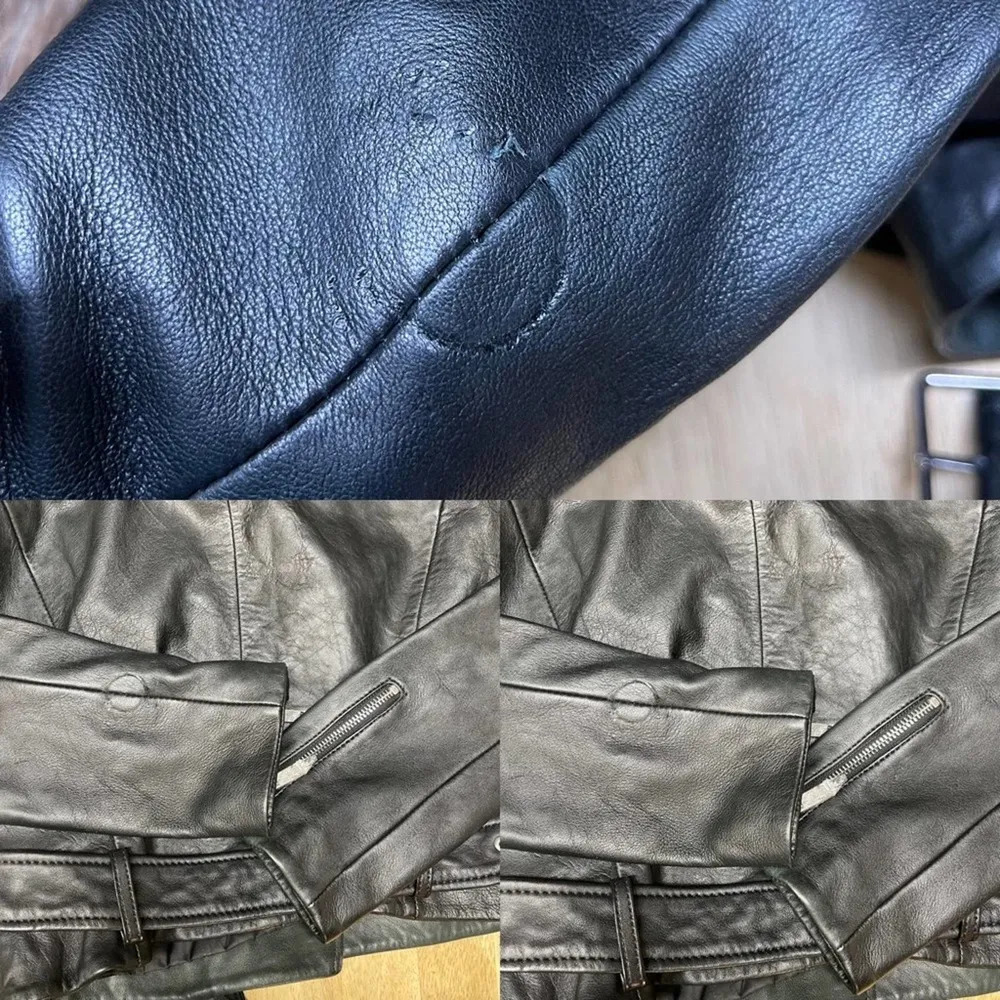 Zara Black Quilted Genuine Sheep Leather Cropped Moto Biker Blogger Jacket XS - Image 15