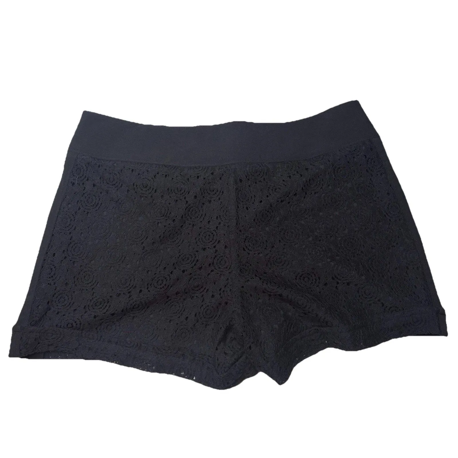 Maurices  Black Eyelet Lace Cuffed Dress Shorts Womens Size 9/10 Pockets - Image 2