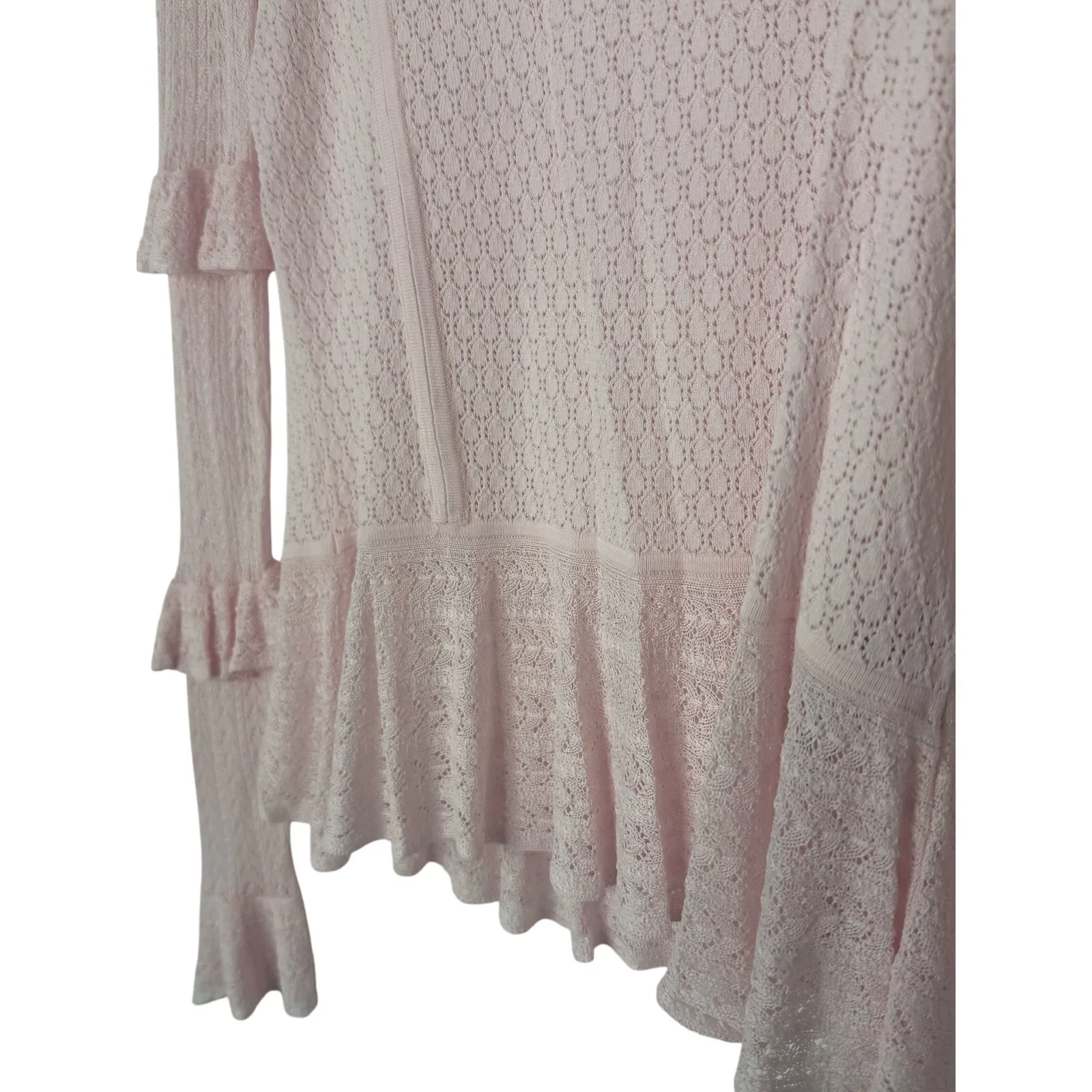 NEW Scripted Top Women S Powder Pink Lace Knit Ruffle Girly Romantic Coquette - Image 4