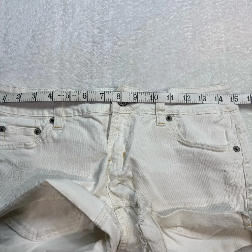 American Eagle Outfitters White Jean Shorts Distressed Frayed Hem - Image 3
