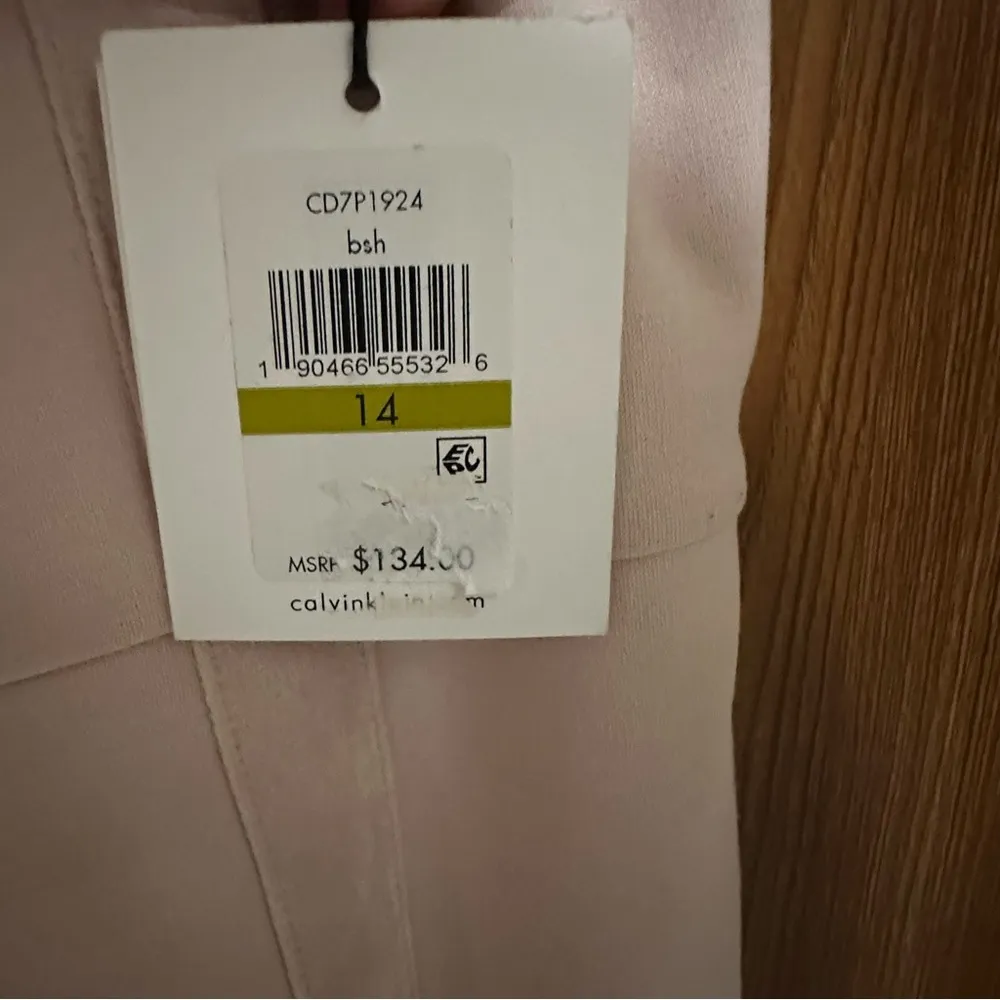 Calvin Klein Women’s Dress Sz14 Faux Suade Blush Pale Soft Pink Midi Shift $134 - Image 9