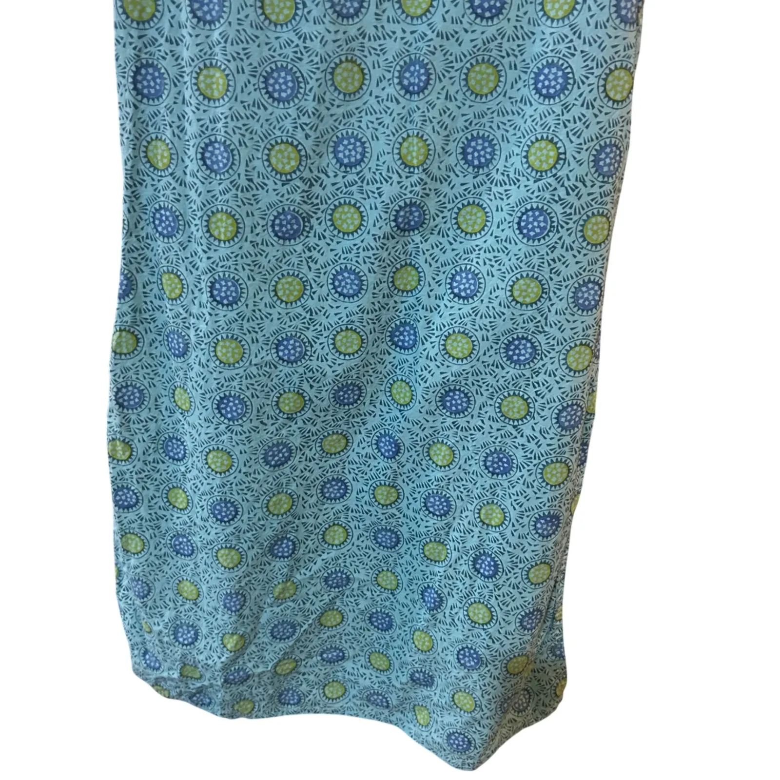 Tunic Too Dress Length Blue Green Floral Print Short Sleeve‎ Casual S - Image 5