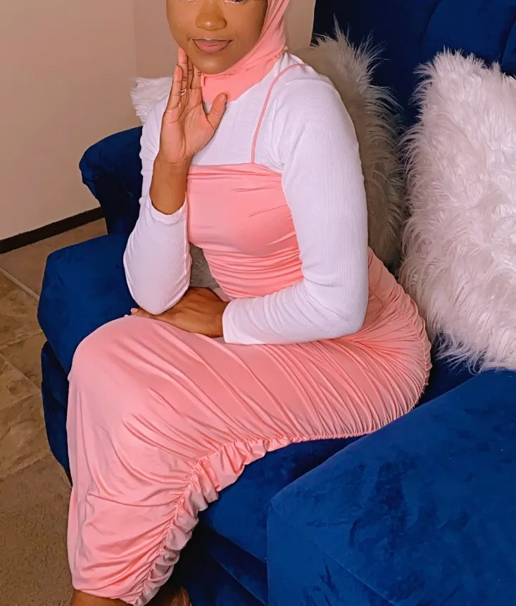 LongvPink Ruched Dress Pink - Image 3