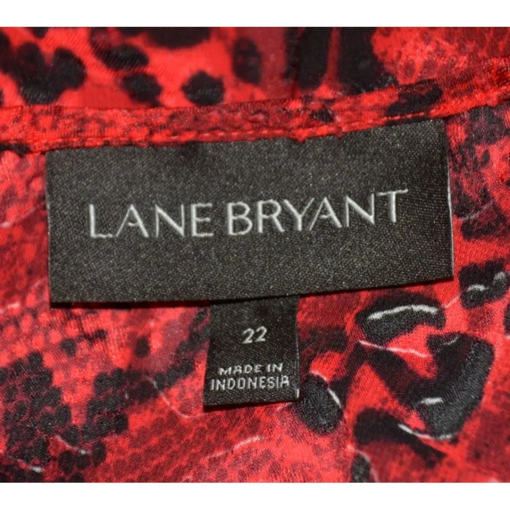 Lane Bryant Womens Sexy Red & Black Animal Print Sheer Blouse Top Plus Size 22W - Image 7