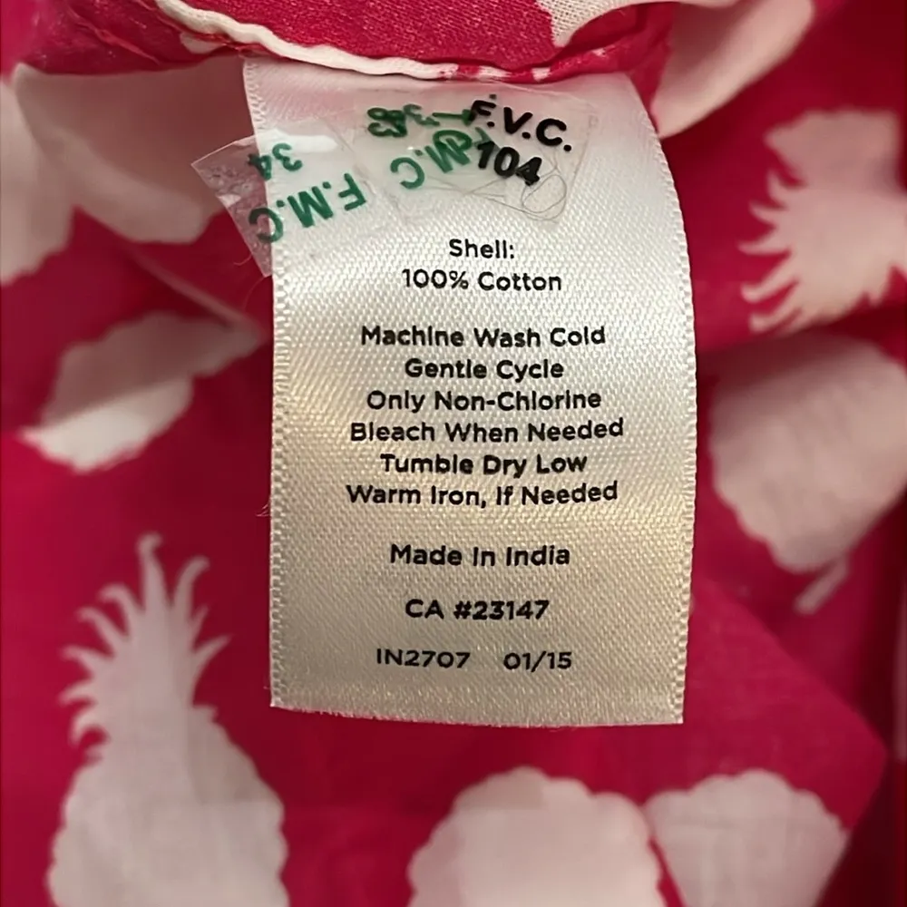 Talbots Pink and White Pineapple Print Button-Up Shirt Top Womens Size 1X - Image 8