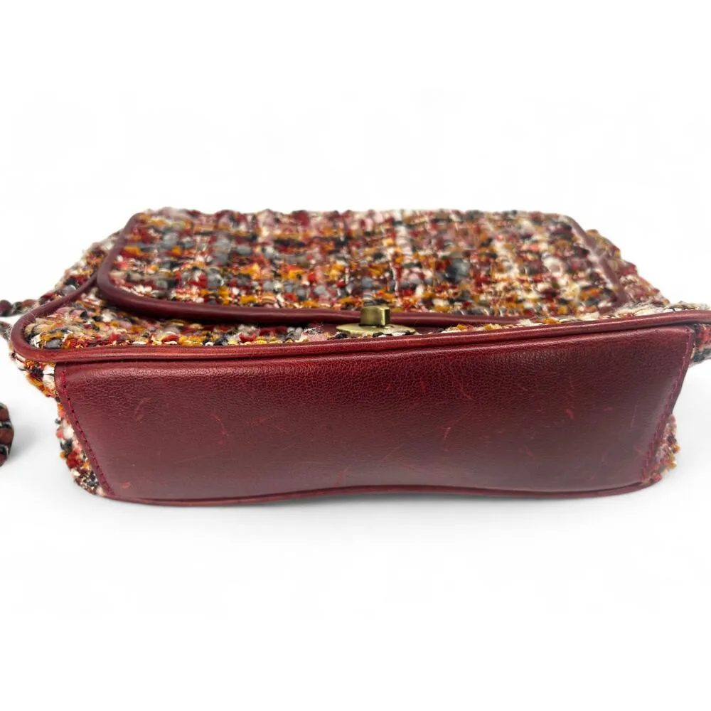 Patricia Nash Lorenza Flap Burgundy Tweed Leather Crossbody Bag Purse Shoulder - Image 4