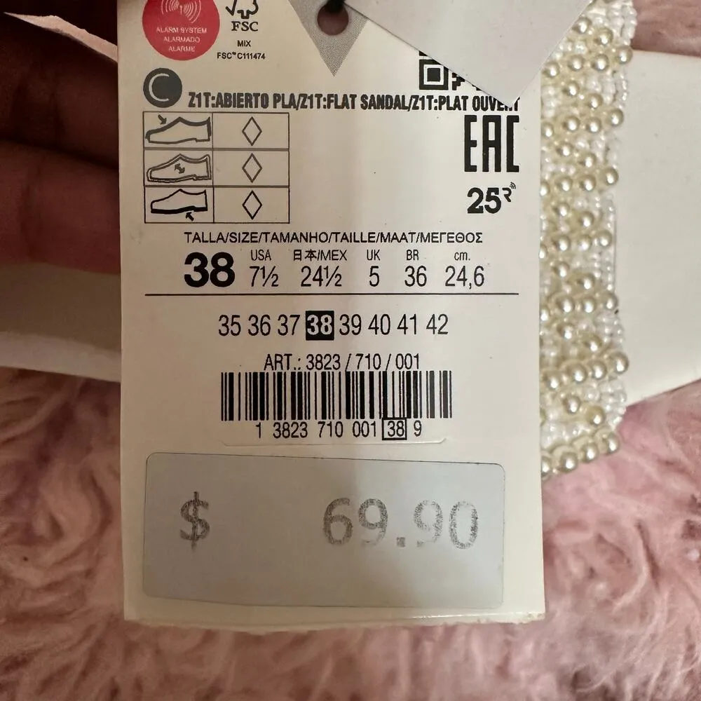 ZARA  White Pearl Beaded Heels Size 7.5 Wedding Bachelorette Feminine BloggersFav - Image 4