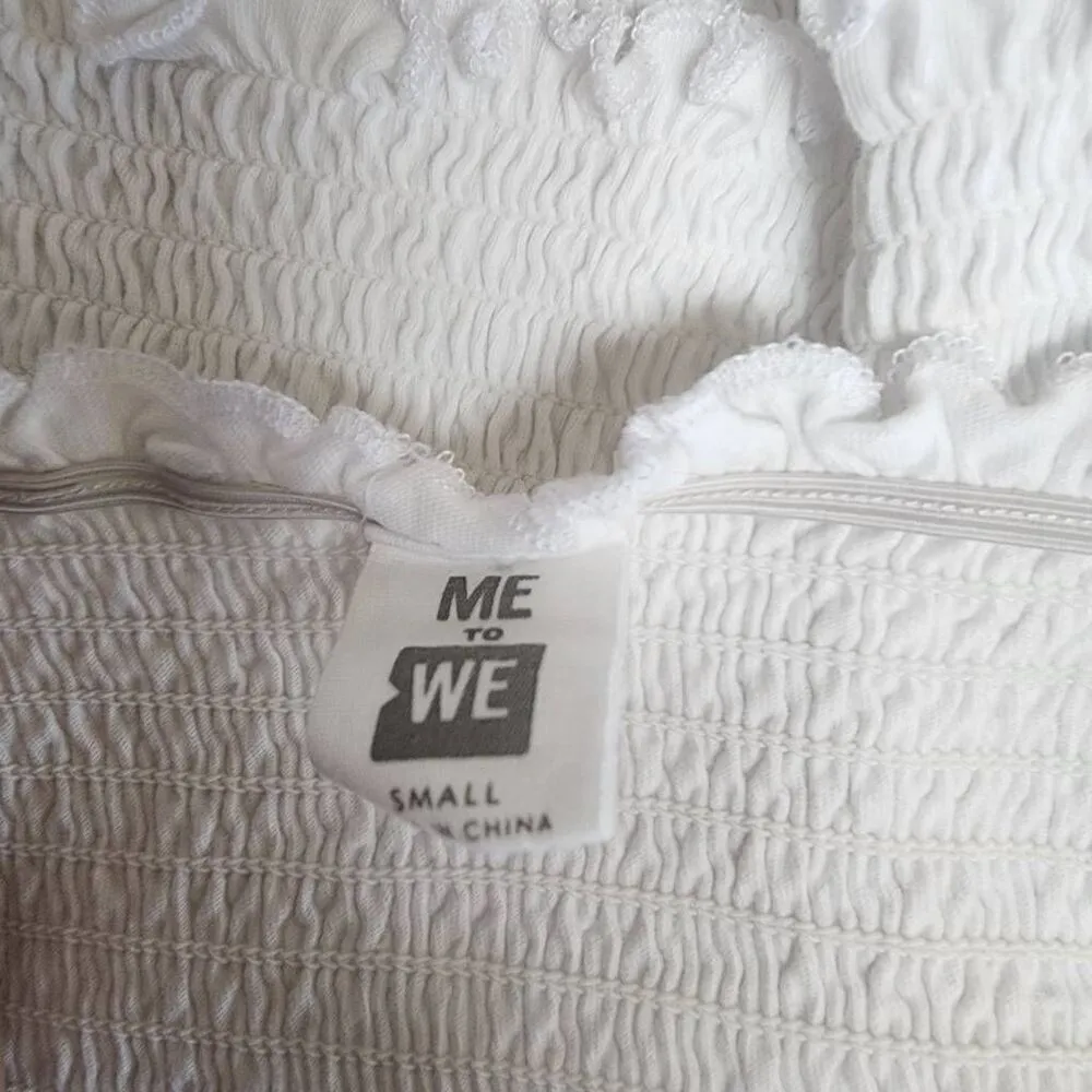 Me To We White Shirred Cropped Top (S) - Image 6