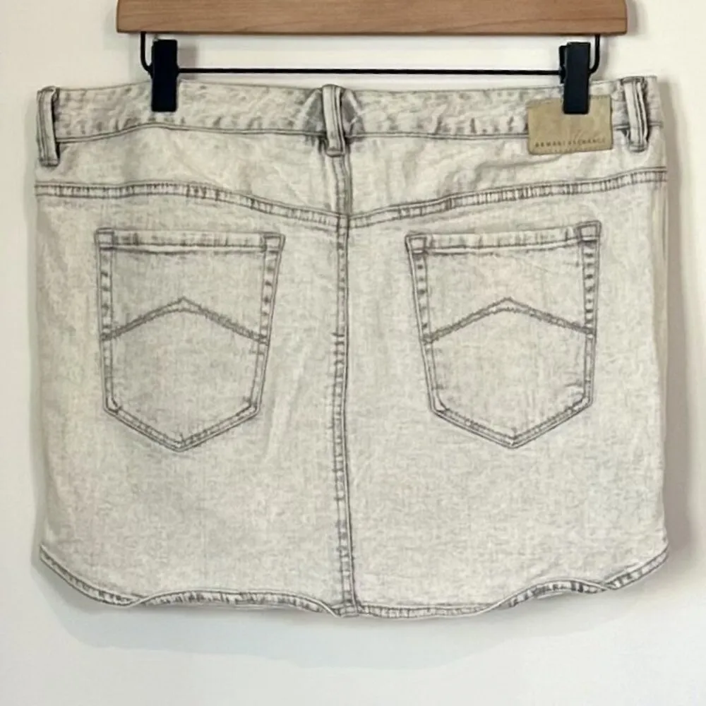 Armani Exchange Washed Denim Mini Skirt - Size: 12 - Image 8