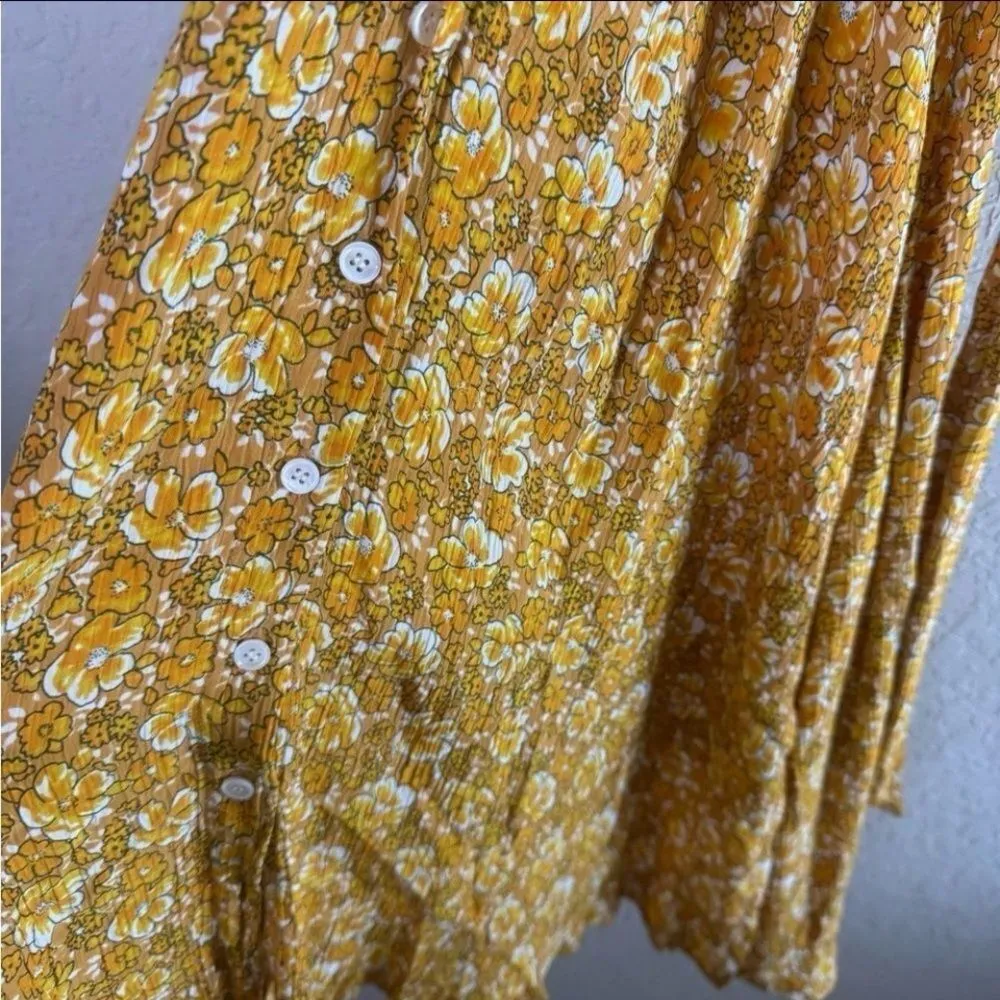 Faithfull the Brand Yellow Floral Midi Dress XS - Image 8