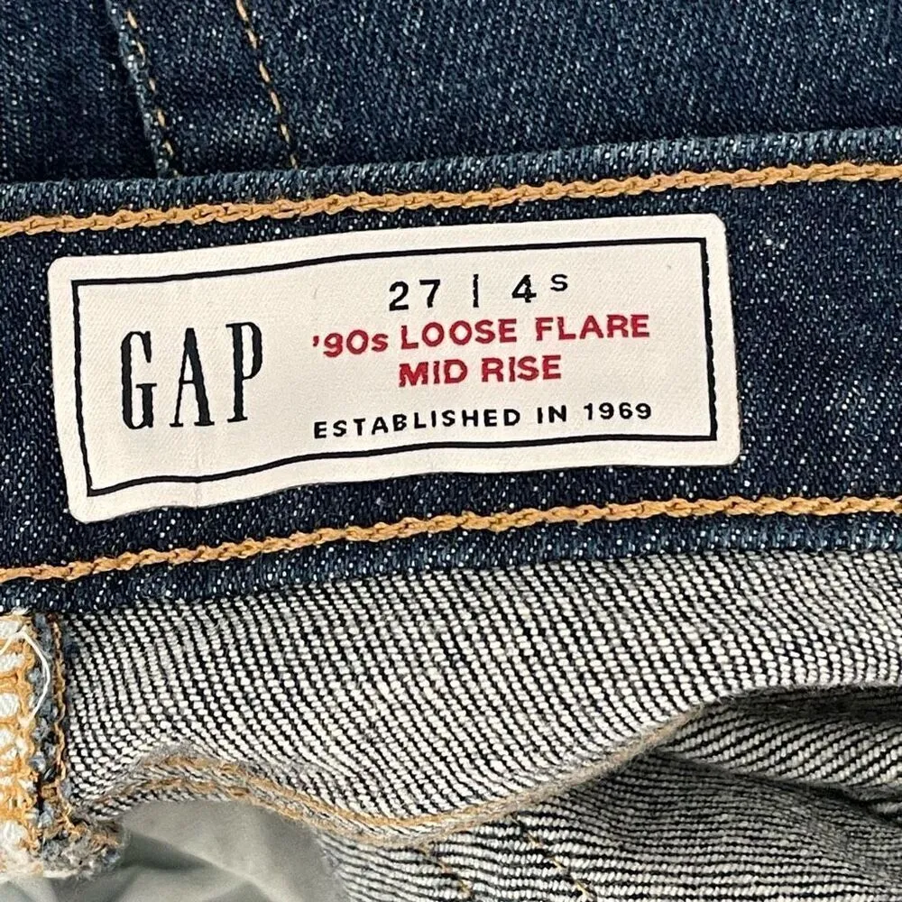 Gap  Mid-rise 90s Loose Flare Jeans (Dark Indigo) - 4 Short - Image 9