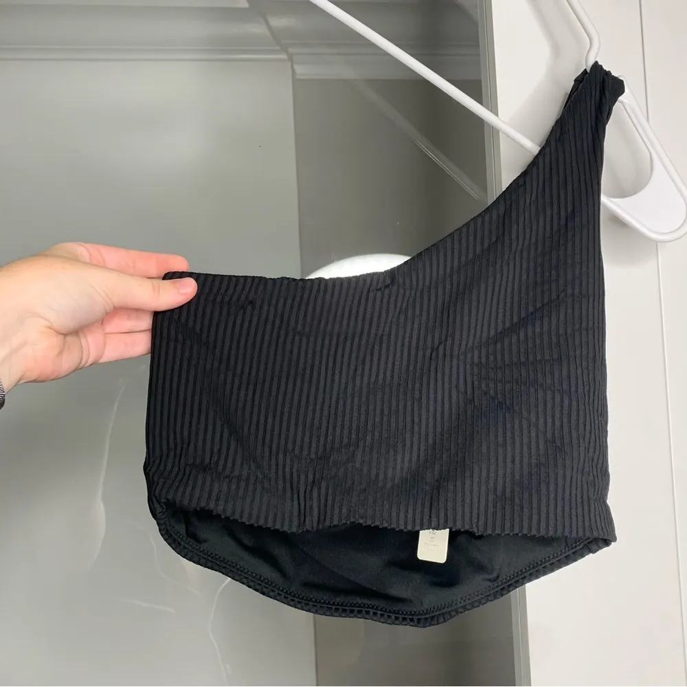 NWT Madewell Ribbed One-Shoulder Longline Bikini Top True Black - Image 2