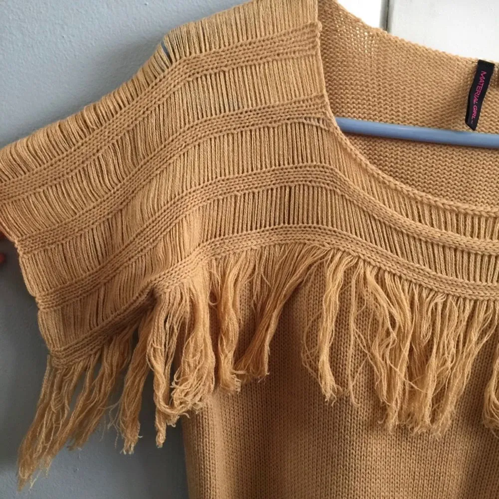 Camel Fringe Knit Boxy Top - Image 6