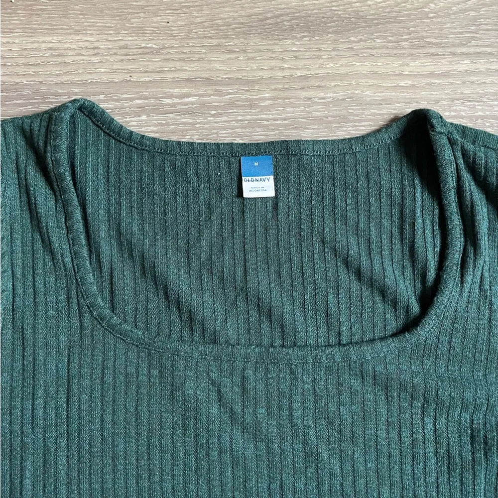 Fit & Flare Rib-Knit Long-Sleeve Mini Dress in Dark Green Heather - Image 4