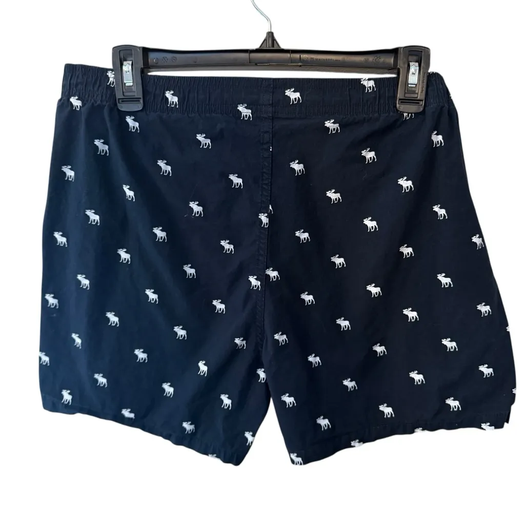 Abercrombie & Fitch Moose Print Boxer Pajama Shorts Navy Blue Lounge Size L - Image 3