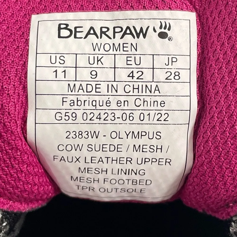 NEW Bearpaw Women’s Olympus Hiking Outdoor Trail Shoe Suede Mesh Gray Pink Sz 11 - Image 4