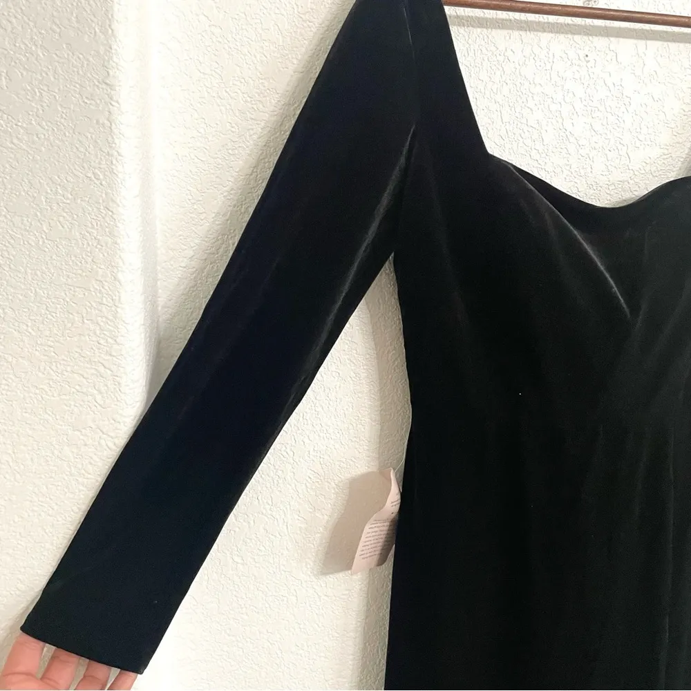 NWT BDHN Jenny Yoo Womens Dress Black Velvet Rachel Square Neck Size 8 - Image 6