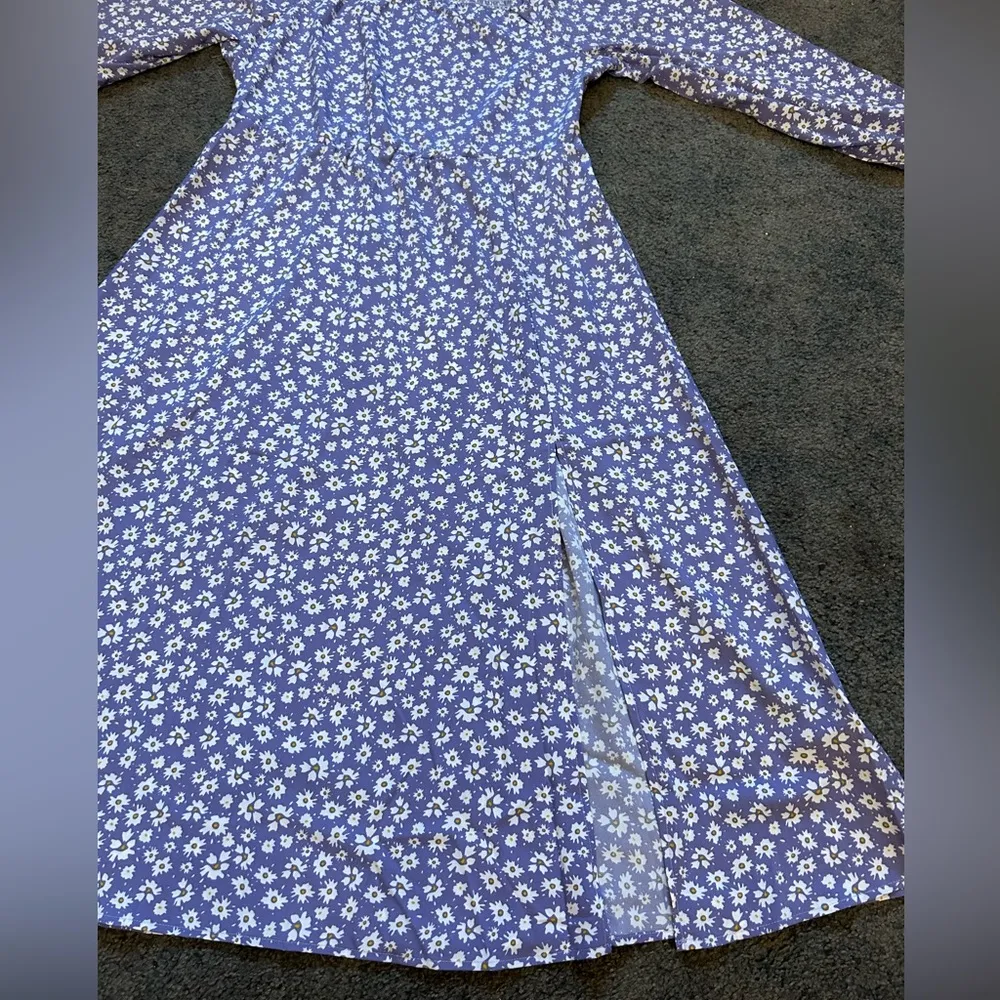 NWOT SHEIN Curve Purple Midi Dress with Boat Neck and White & Yellow Flowers 🌸 - Image 5