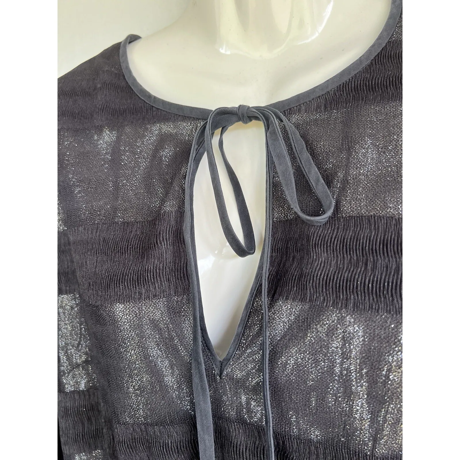 St John Couture Sheer Black Metallic Lined  Dress Old Money Yacht Club Steampunk - Image 3