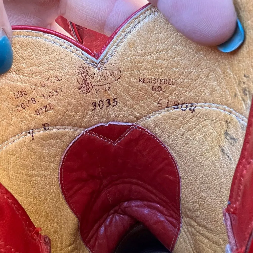 Vintage 80s Justin Boots Red Roper Pull On Boots Mens 7D/Womens 9 - Image 8