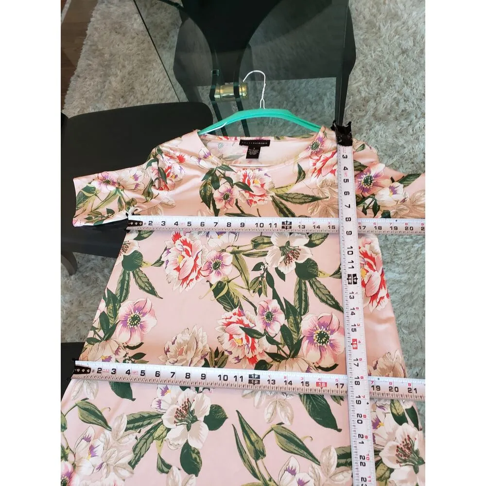 Grace Elements Dress Women S Pink Floral Sheath Stretch Short Sleeve Spring - Image 11
