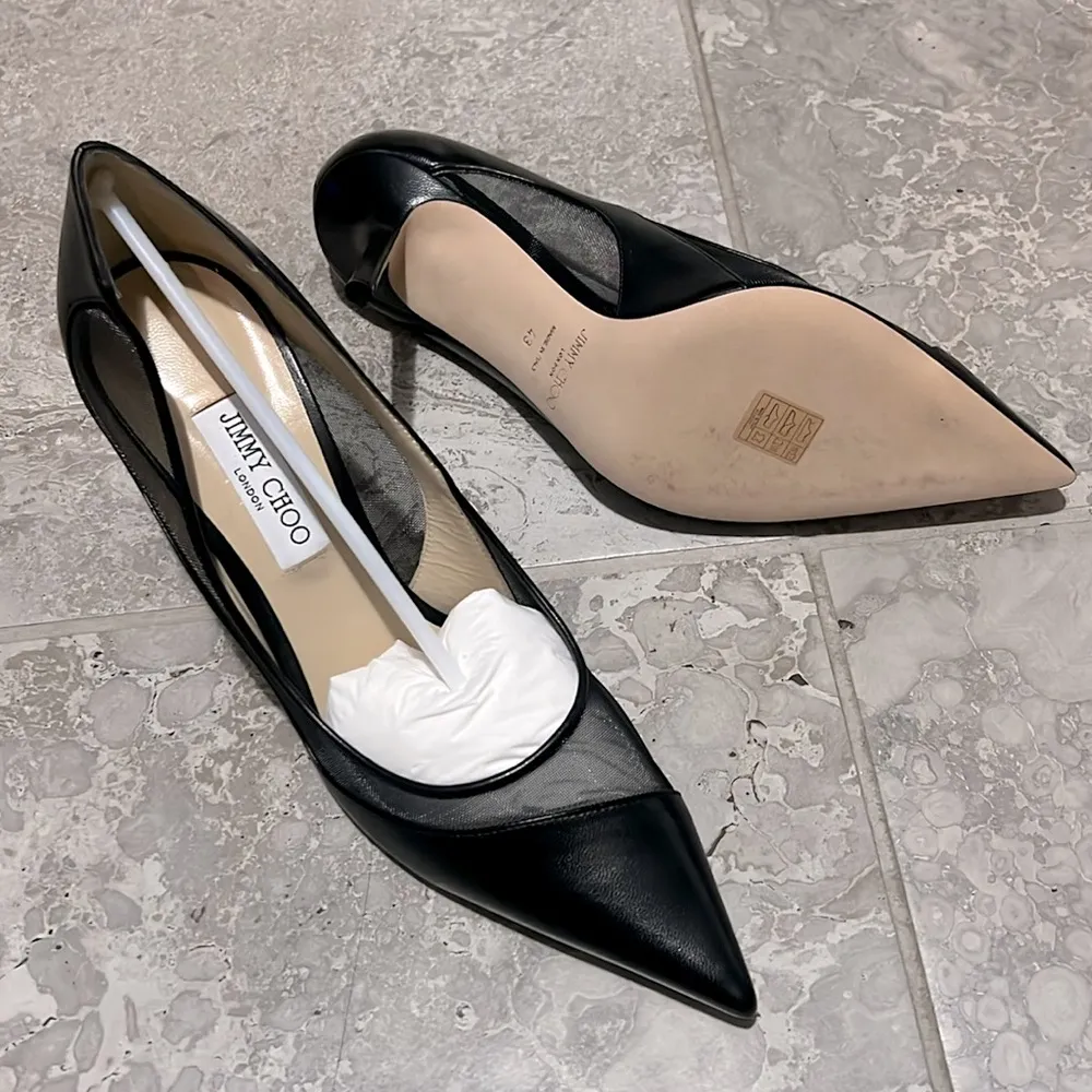 Jimmy Choo Love 85 Leather Mesh Pointed-Toe Pumps Size 43 NEW in Box +2Dust Bags - Image 7