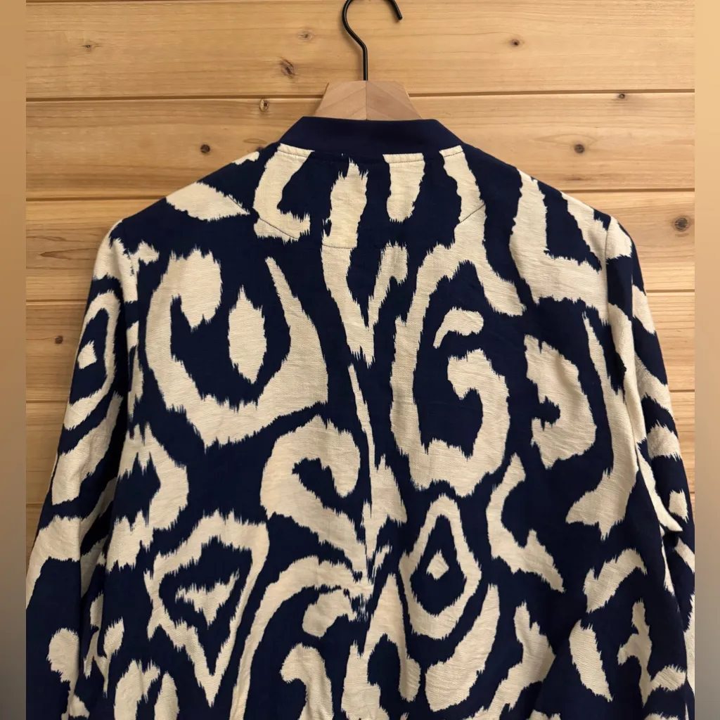 Molly Bracken Size Large Navy Cream Bomber Jacket - Image 7