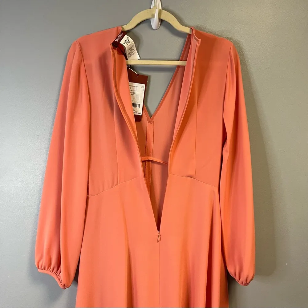 Max Mara Studio Dress Tangerine Lago Midi V Neck Long Sleeve Dress Sz 4 NWT - Image 15