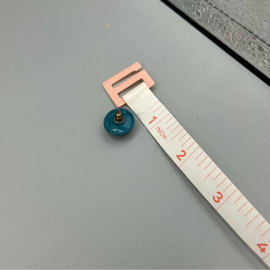 Vintage 80s Teal Blue Dome Stud Earrings - Image 5