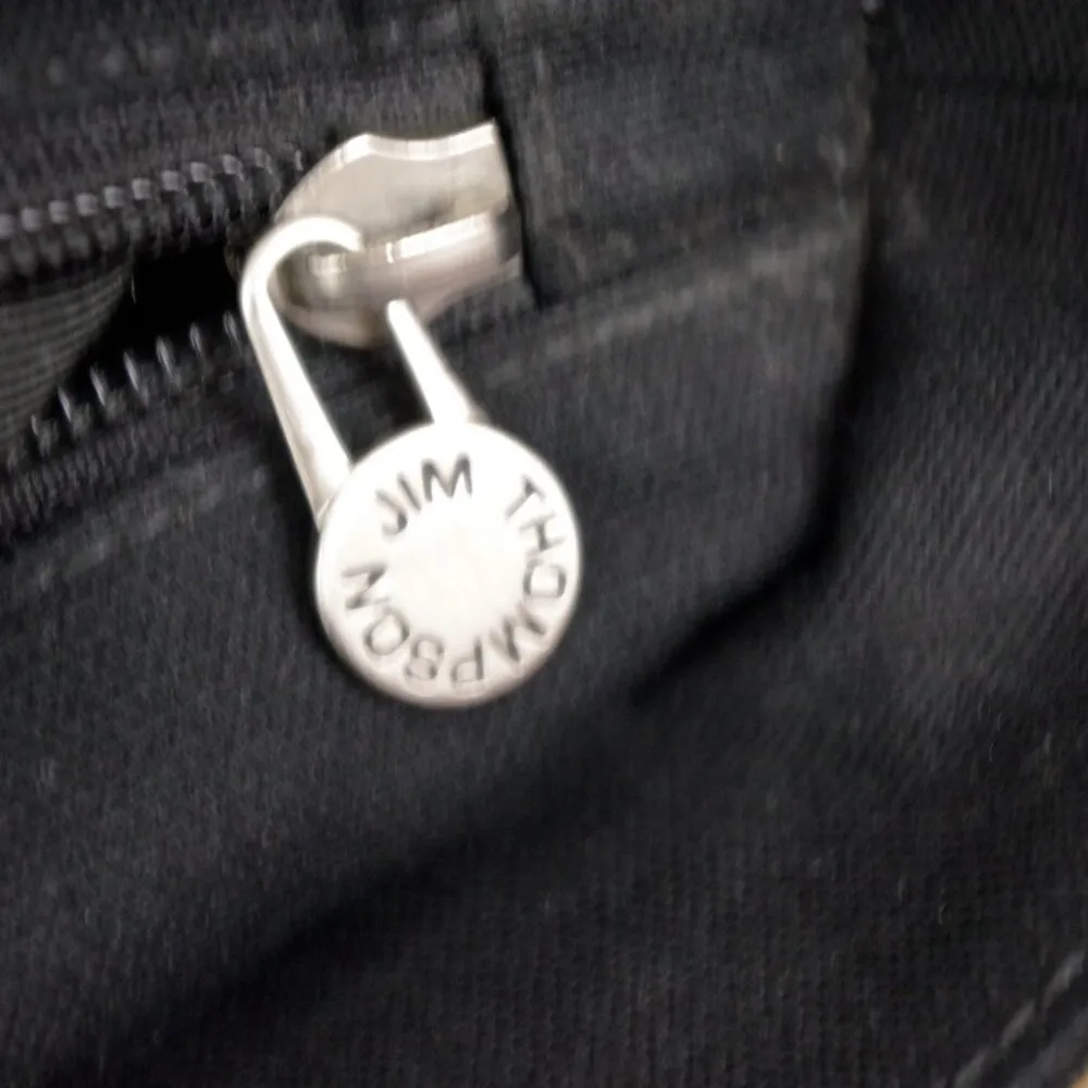 Jim Thompson Elephant Print Black Canvas Zip Top Tote Bag - Image 8