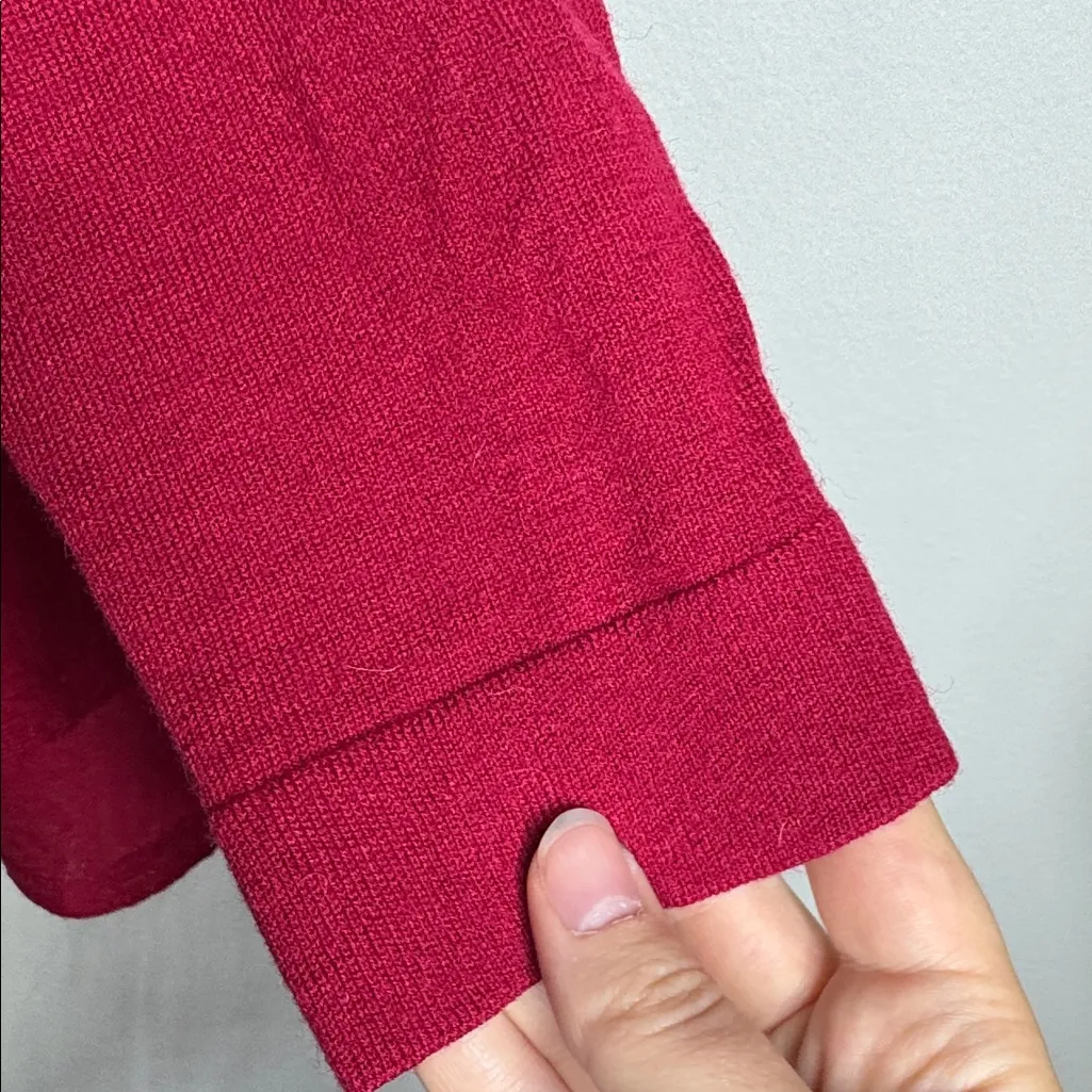 Eileen Fisher Сherry Red Drop 3/4 Sleeve Boat Neck Sweater Merino Wool Alpaca S - Image 5