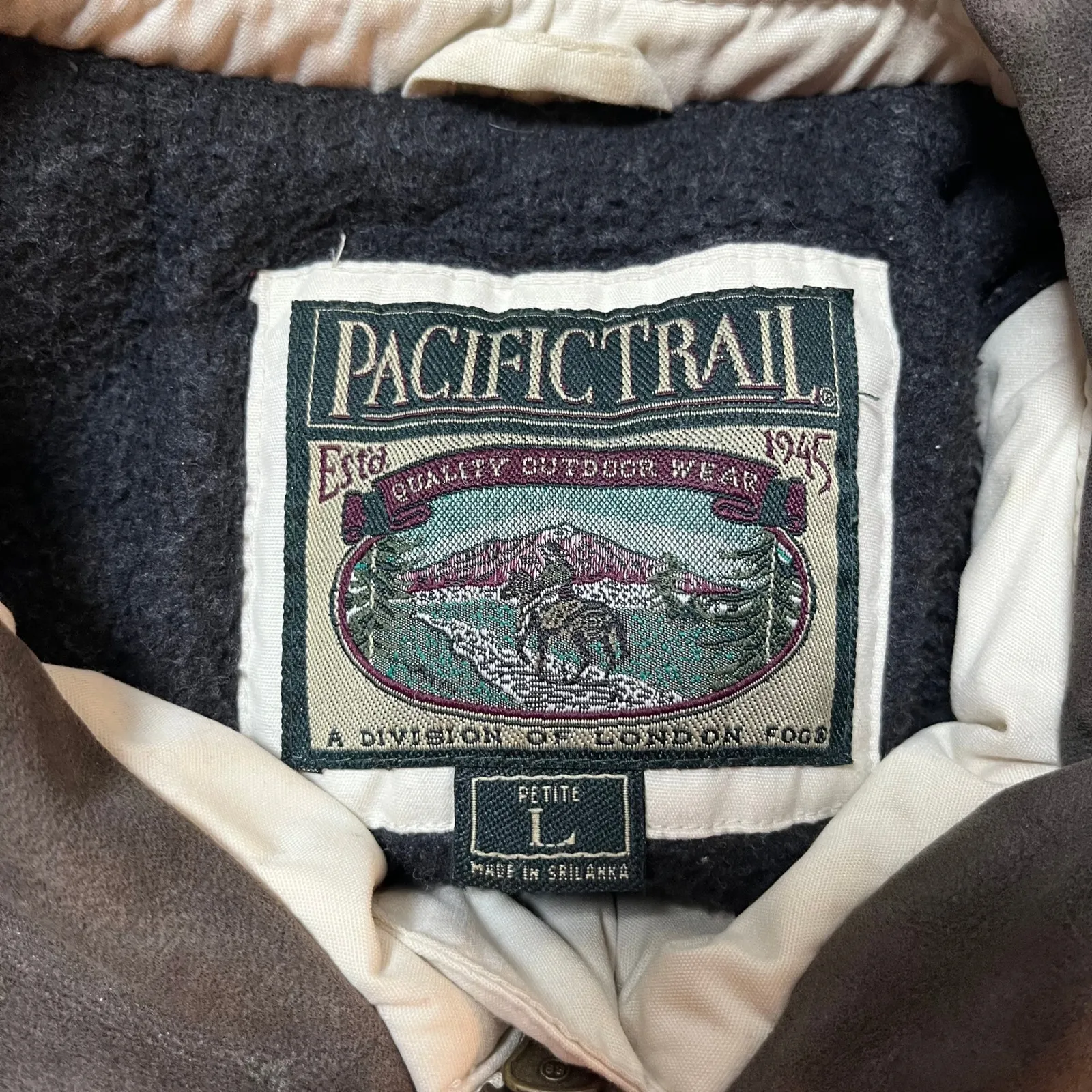 Vintage Utility Jacket Barn Coat Cream Petite Large Outdoor Contrast Collar Hood - Image 3