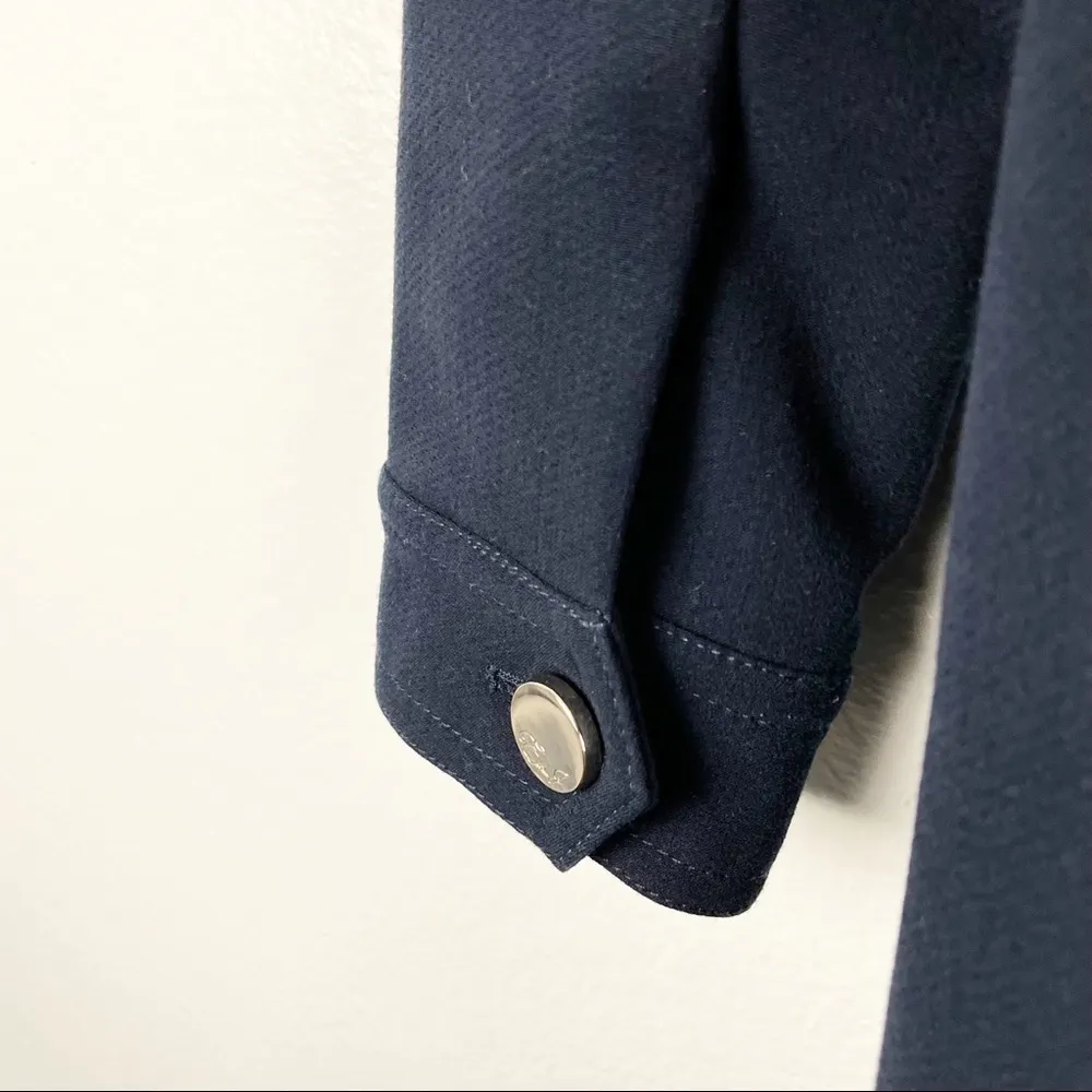 ELIZA J Navy Hidden Button Long Sleeves Lined Snap Pocket Closure Topper Jacket - Image 12