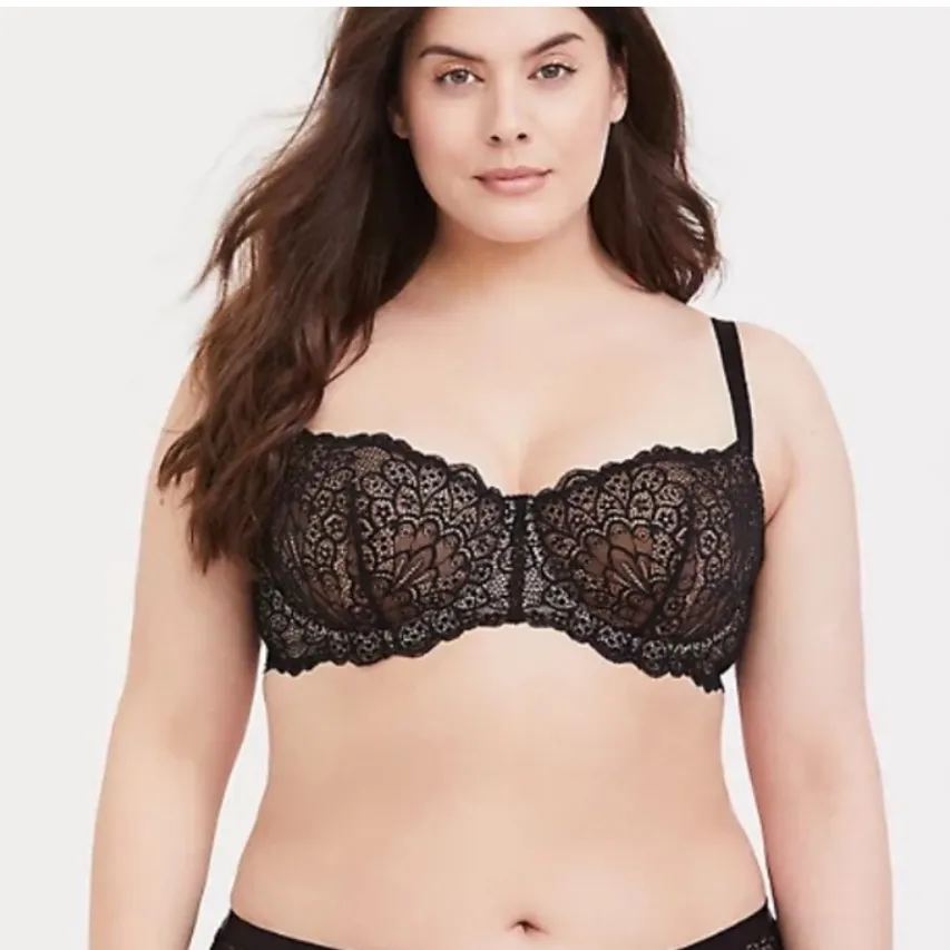 Torrid Balconette Unlined Bra Black Lace Size 48B - Image 2