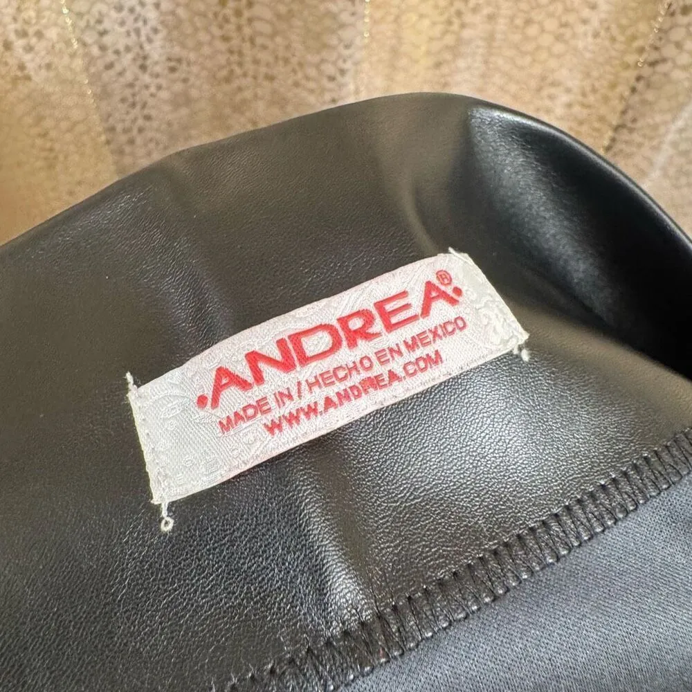 Andrea Sexy Goth Black Faux Leather Lace Up Bodycon Skirt Large Black - Image 3