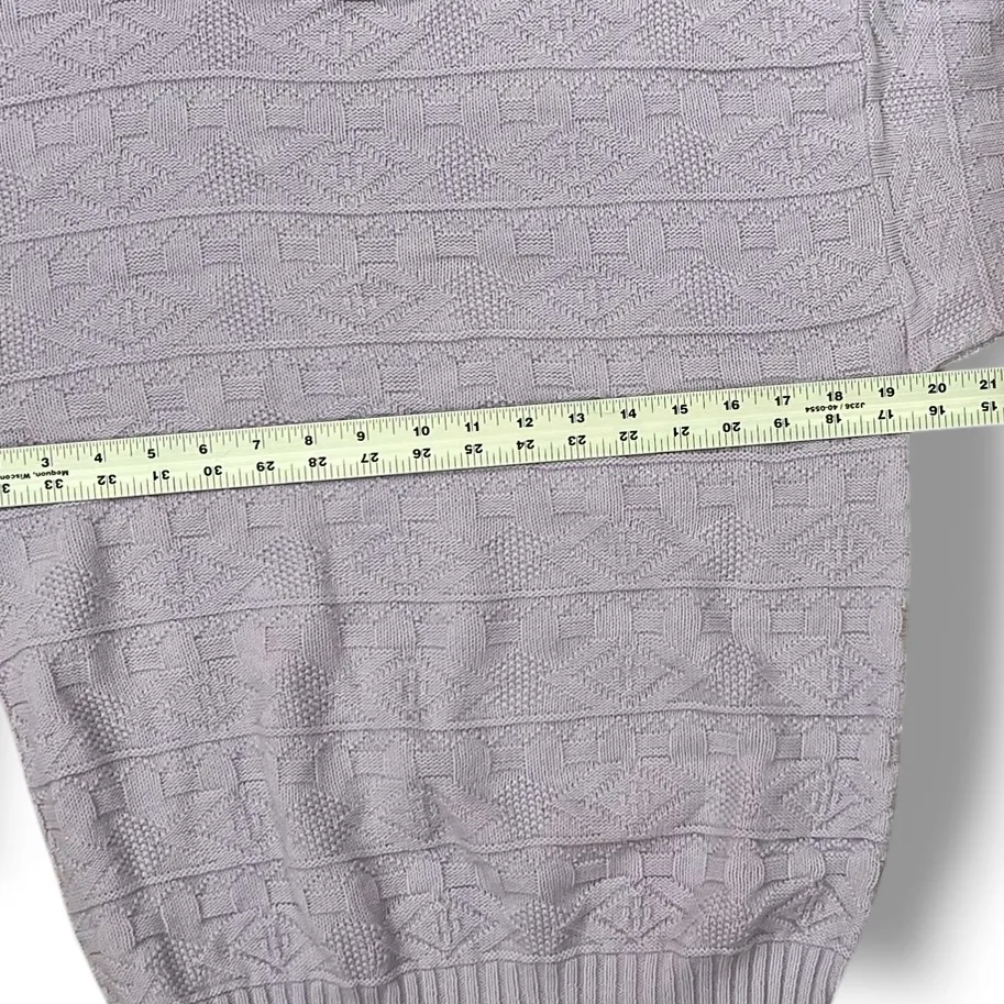 VTG 90's Heavyweight Crew Neck Sweater Lavender Geometric Pullover Women M Purple Size M - Image 5