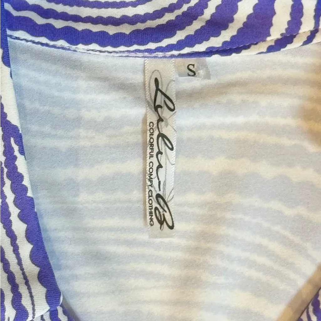 Lulu-B Purple White Swirl Sleeveless Resort Golf Dress Stretch Small - Image 5