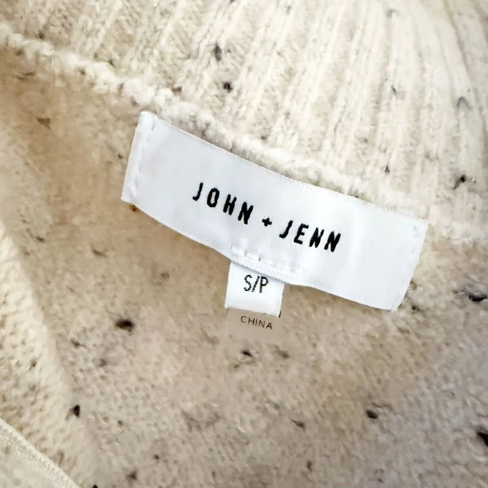 JOHN + JENN | Michael Sleeveless Vest Ivory Navy Speckled Zip Turtleneck | Small - Image 7