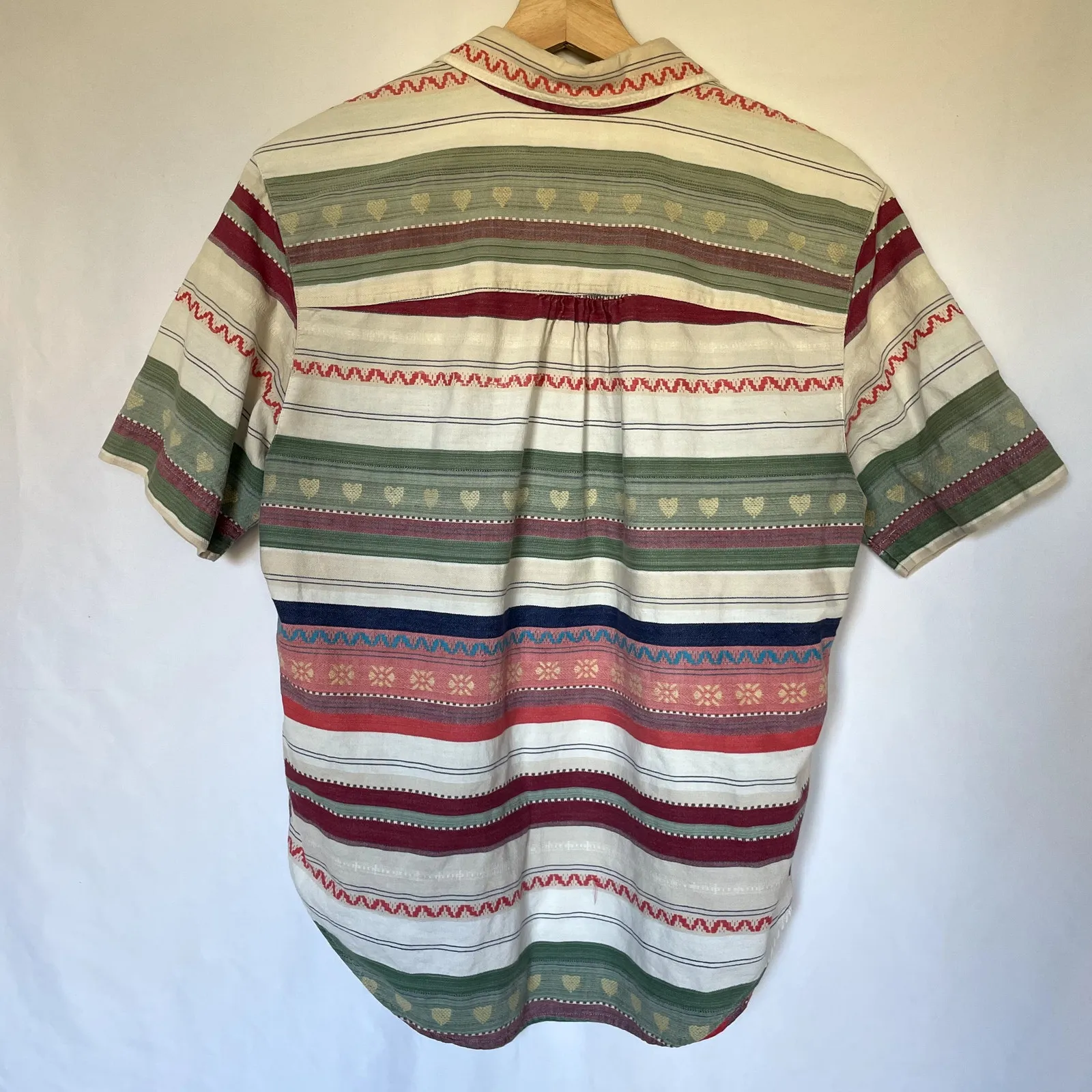 Cabin Creek striped short sleeved button down shirt women's size medium cotton - Image 7