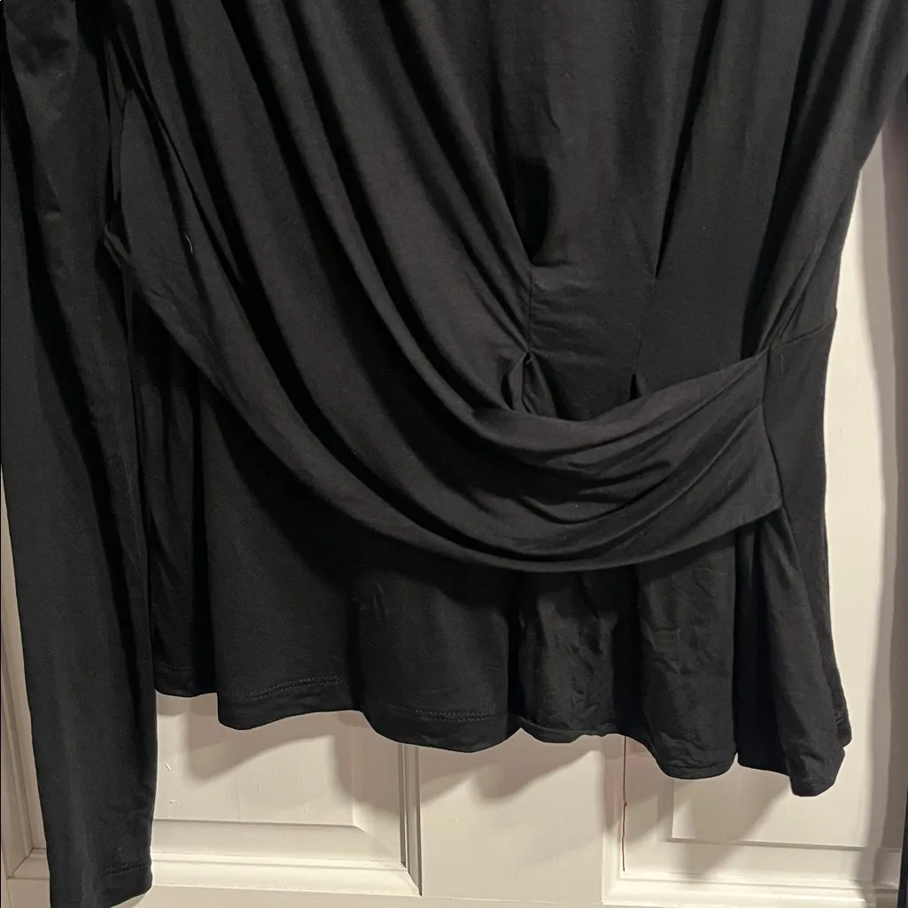 Allsaints Limera Long Sleeve Wrap Front Top Size Large in Black - Image 6